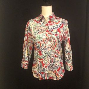 Chaps 3/4 Sleeves Button down shirt. Size. M